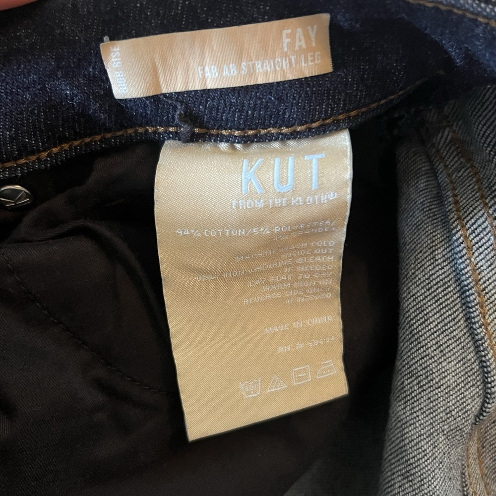 KUT From The Kloth Fay Fab Ab Straight Leg Jeans Dark Wash Cuffed Women's 8 - Picture 4 of 5